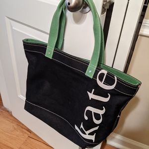 Kate Spade Black and Green Canvas Tote